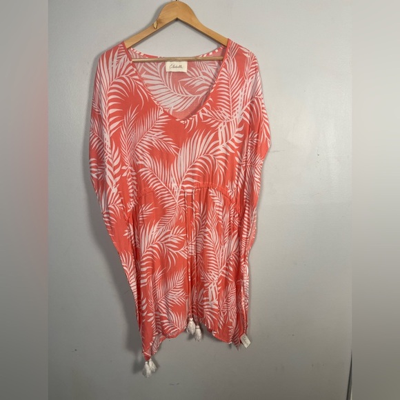 Cleobella swim coverup one size coral palm white leaf - Picture 1 of 3